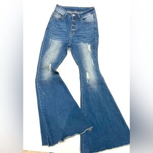 SHEIN Casual Water-Washed Bell-Bottom Flare Jeans Sz 4